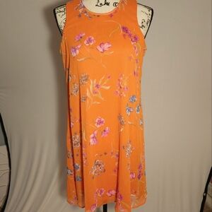 Calvin Klein Size 4 Orange Floral Sleeveless Mini Dress